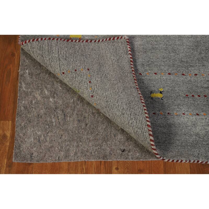 Hand Knotted Oriental 100% Wool Carpet Tribal Tribal Greys & Charcoal Gabbeh Area Rug - 7' 10'' X 5' 1''