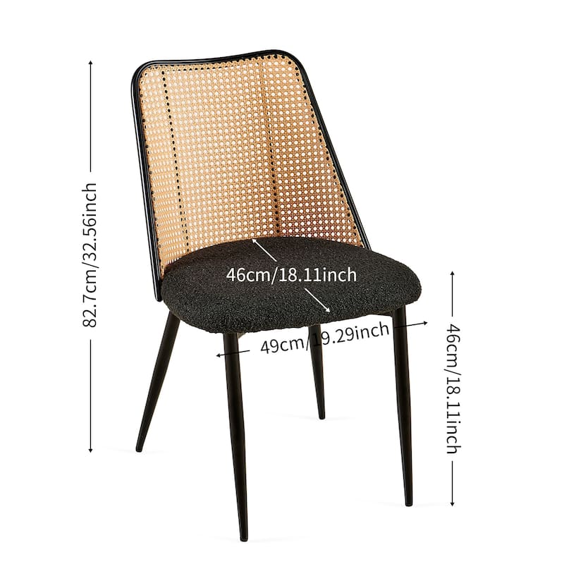 Natural Cane Back Dining Chairs Set of 2 Upholstered Dining Room Kitchen Chair