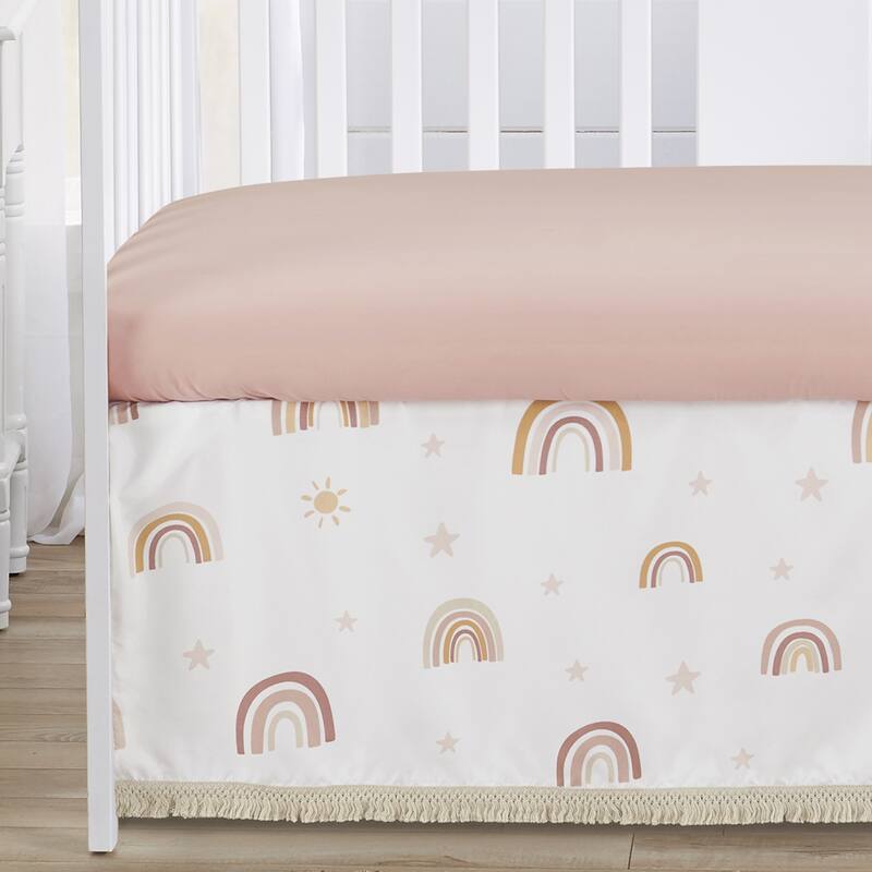 Boho Rainbow Girl Sweet Jojo Designs 6p Crib Bedding + BreathableBaby Breathable Mesh Liner Pink Bohemian Modern