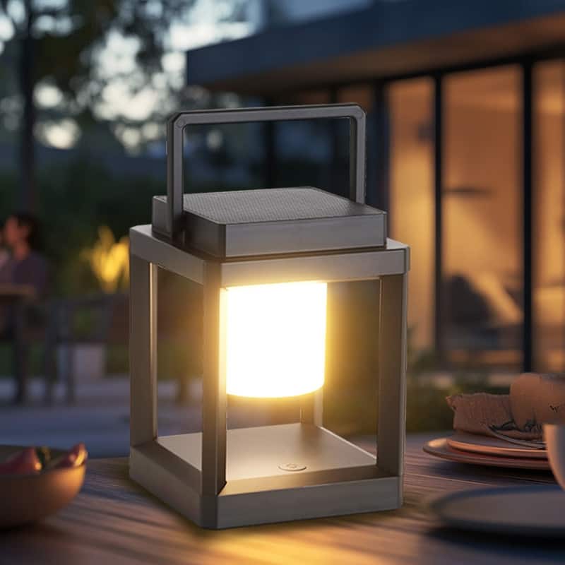 7.4" Outdoor Solar Lantern With LED Light Battery Powered, Durable & Stylish