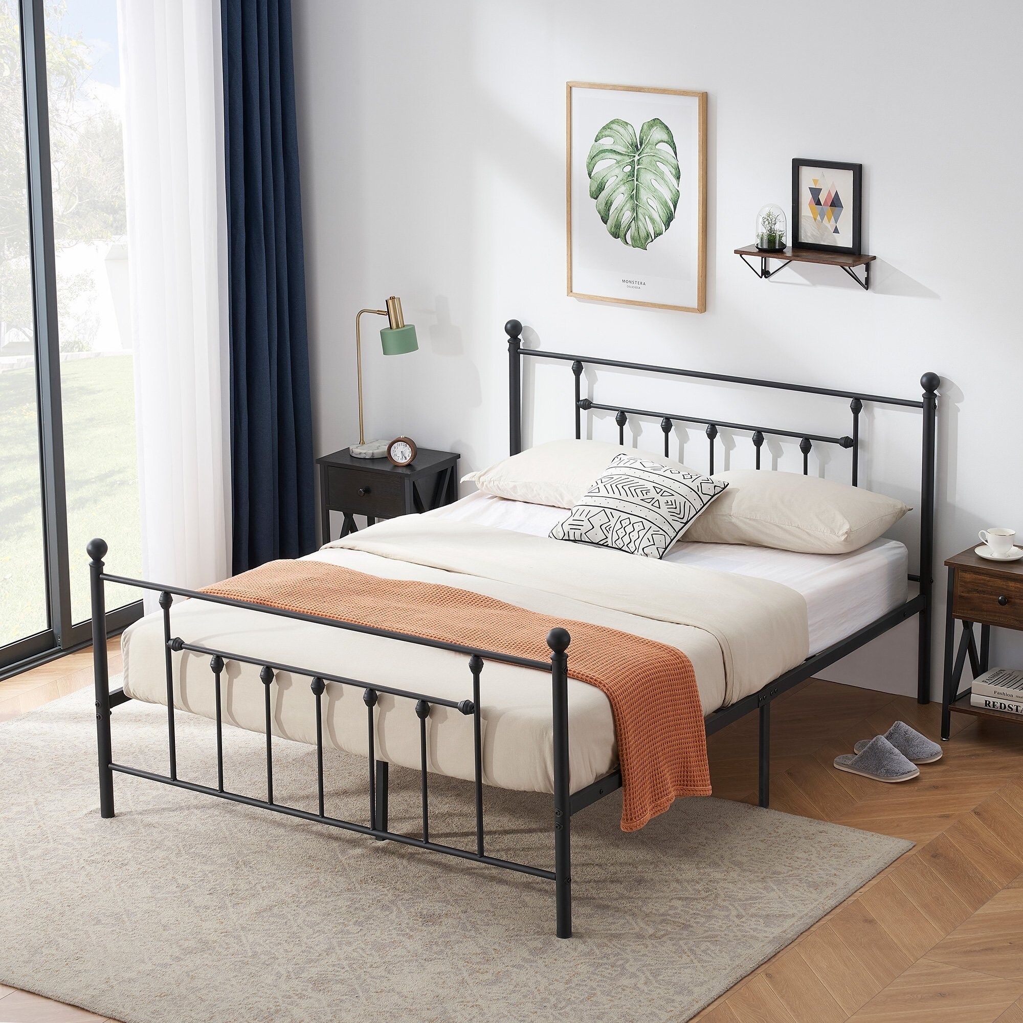 Vecelo Bed Frames Victorian Metal Platform Twin Full Queen Size On Sale Overstock 19665443