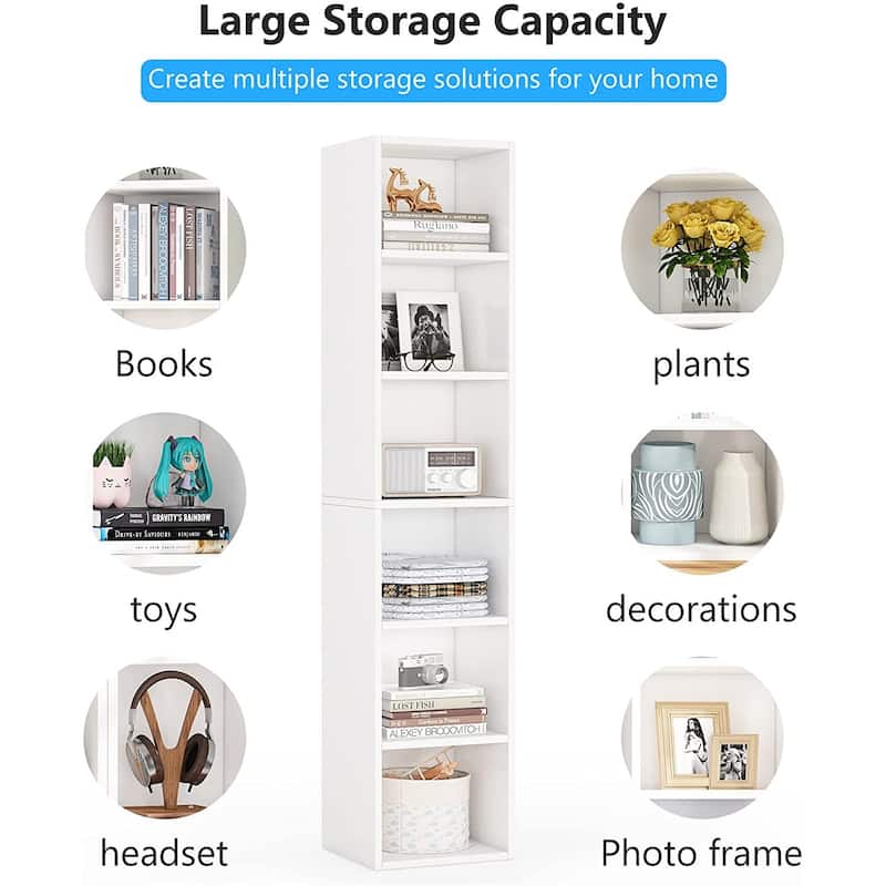 70.9 Inches 6-tier Tall Narrow Bookshelf Bookcase for Home Office