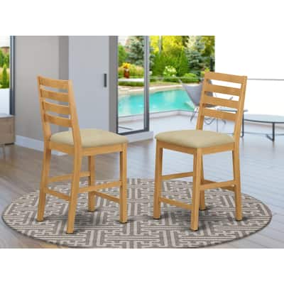Counter Height Stool Wood Seat - Natural Oak Finish - Modern Bar Chair
