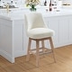 preview thumbnail 34 of 55, Boucle Polyester Upholstered Swivel Counter Stool - Foot Glides