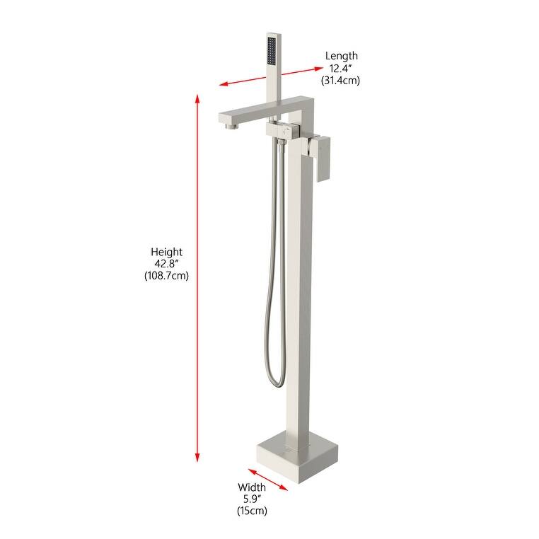 Indigo Home Floor Mounted Roman Tub Faucet with Handshower - Brushed Nickel