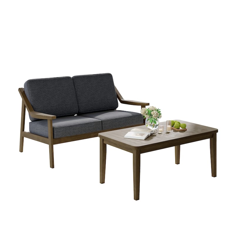 Outdoor Patio Wood Bistro Set/Loveseat Set