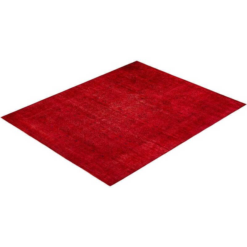 Overdyed, One-of-a-Kind Hand-Knotted Area Rug - Red - 8' 2" x 10' 0"
