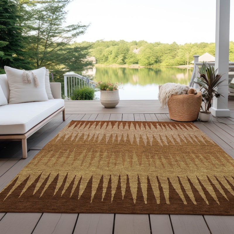 Machine Washable Indoor/ Outdoor Chantille Ombre Contemporary Rug - Paprika - 10' x 14'