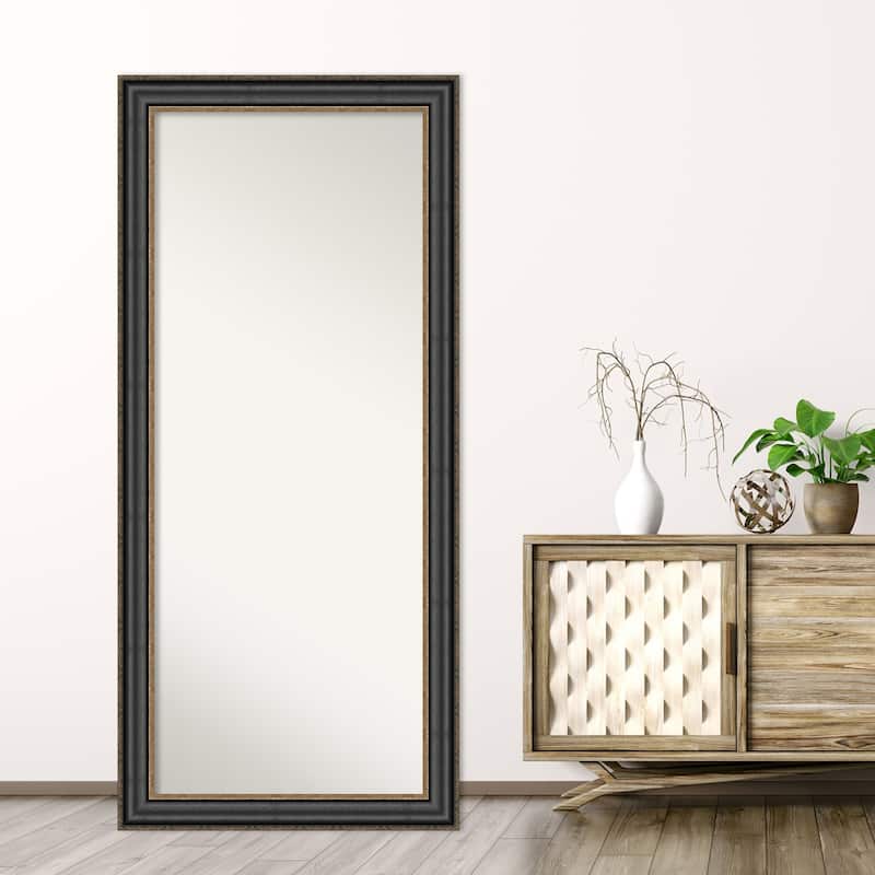 Non-Beveled Wood Full Length Floor Leaner Mirror - Thomas Black Bronze Frame - Thomas Black Bronze - Outer Size: 30 x 66 in