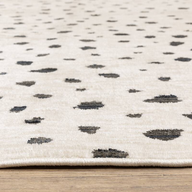 Hansel Abstract Playful Dots Beige/ Black Area Rug