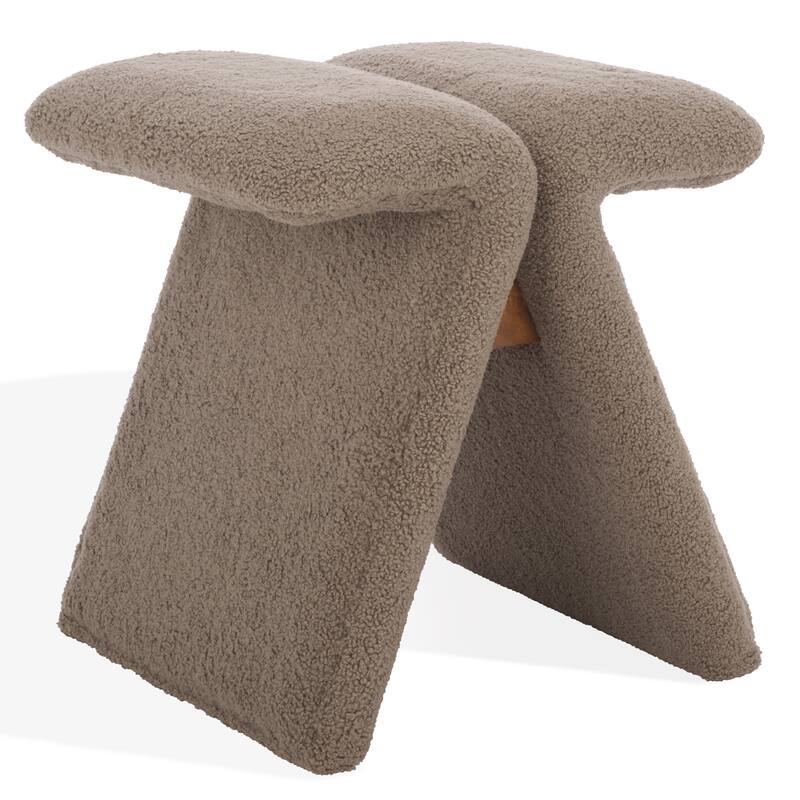 SAFAVIEH Couture Tessabella Teddy Fabric Ottoman