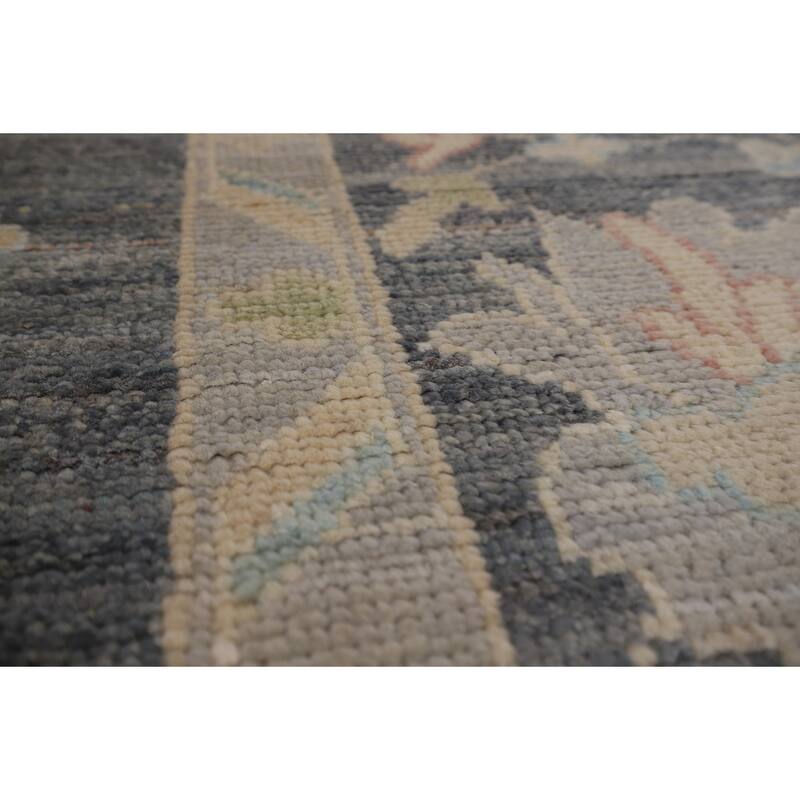 Vegetable Dye Oushak Oriental Area Rug Handmade Grey Wool Carpet - 8'4"x 9'11"