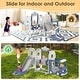 preview thumbnail 7 of 5, 5 in 1 Toddler Slide and Swing Set, Kid Slide for Toddlers Age 1-3, Bus Themed Baby Slide, Playset Playground Blue Gray