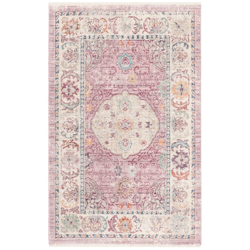 SAFAVIEH Illusion Salma Vintage Boho Oriental Viscose Rug with Fringe