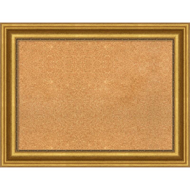 Parlor Framed Cork Bulletin Memo Board - 34-Inch x 26-Inch - Parlor Gold