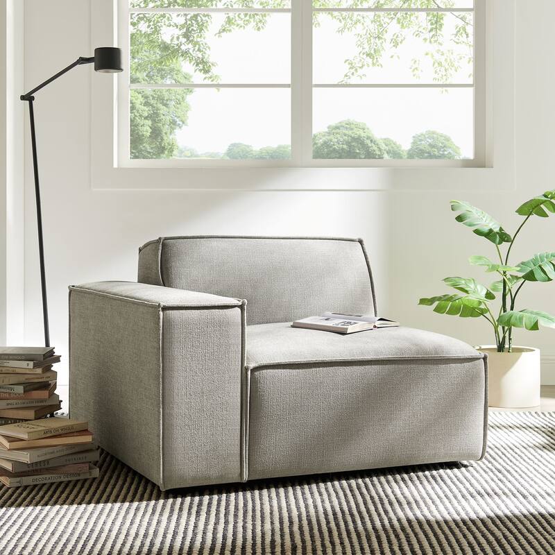 Restore Performance Fabric Upholstered Left-Facing Modular Lounge Chair - Pewter