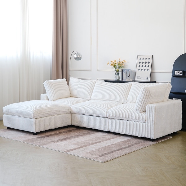 L shaped Polyester Fabric Couch Modern Sectional Sofa with Ottoman On Sale Bed Bath Beyond 40269721