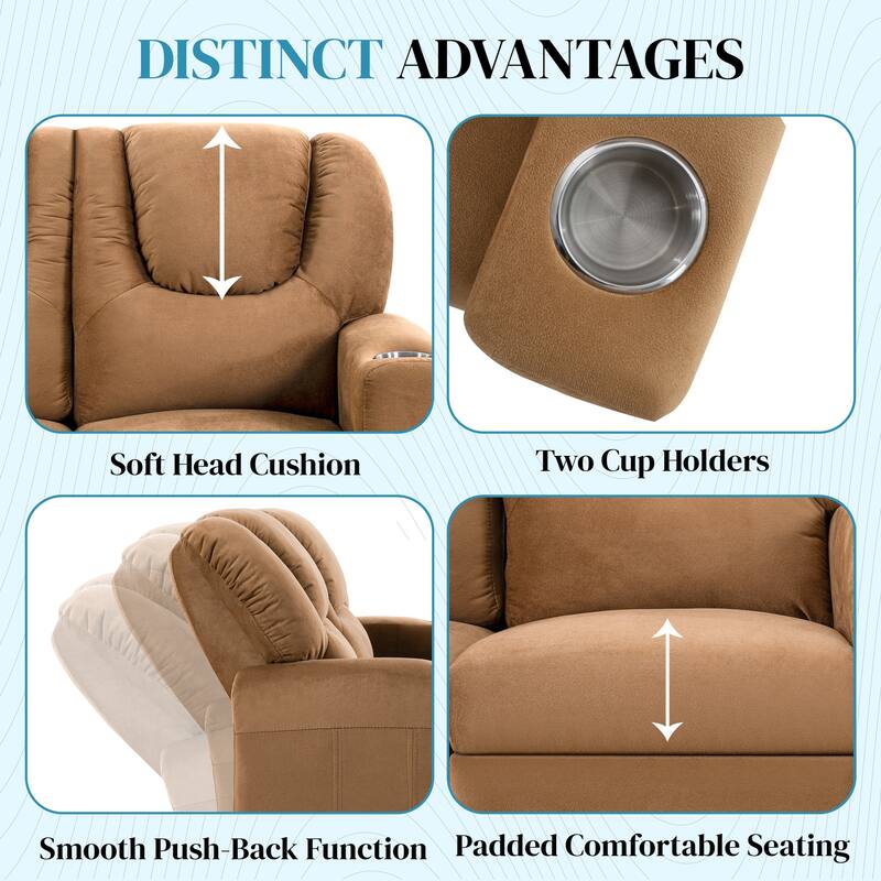 Kids Recliner Loveseat - Toddler Reclining Chair for Ages 3-5 with Cup Holders, Push-Back Recline, and Adjustable Footrest