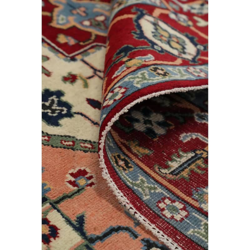 Hand Knotted Oriental 100% Wool Carpet Traditional Medallion Red Heriz (serapi) Area Rug - 8' 8'' X 6' 1''