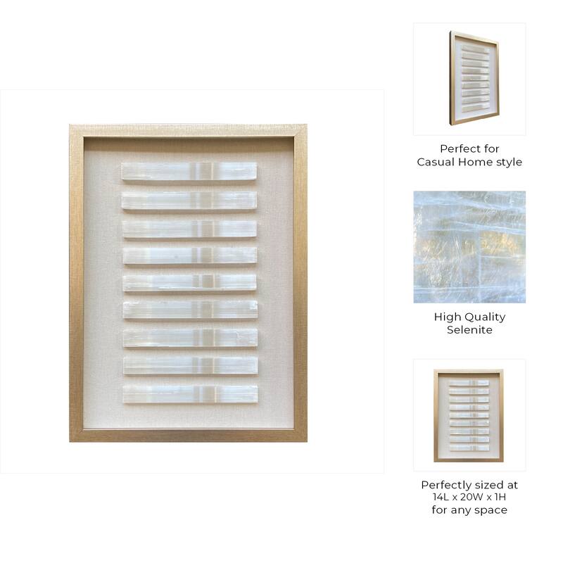 Selenite Stone Decorative Wall Art Shadowbox Casual Design - 20" White