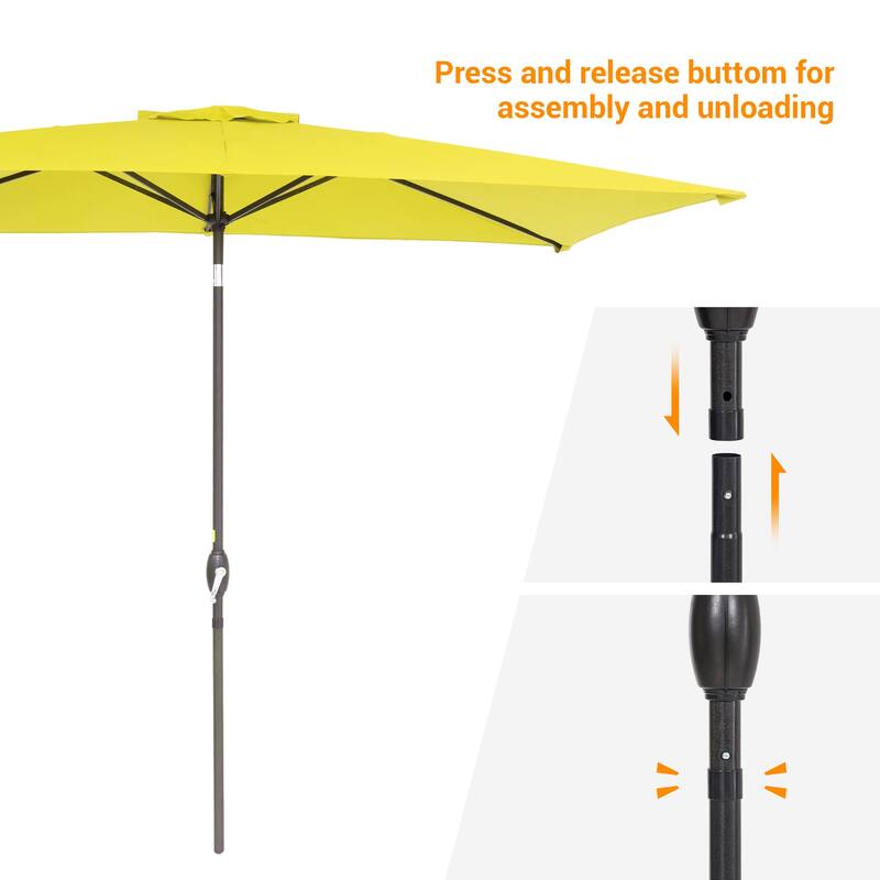 Bonosuki 10x6.5ft Rectangular Aluminum Patio Market Umbrella