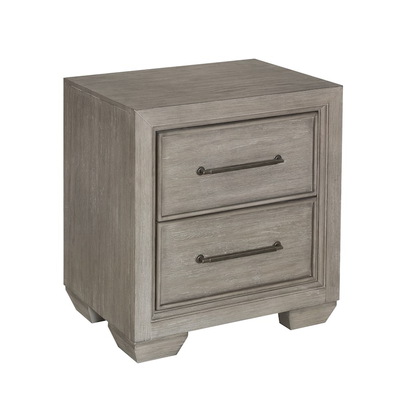 Roundhill Furniture Ennesley Gray Wood Bedroom Set with Upholstered Panel Bed, Dresser, Mirror, Nightstand, and Chest