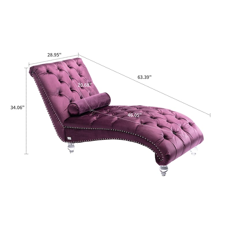 Elegant Stylish Velvet Upholstered Leisure Lounge Chair with Transparent Acrylic Legs