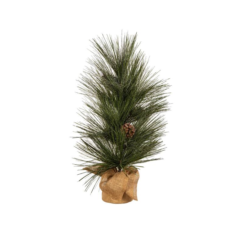 24 in. Shimmering Long Needle Pinecone Tree with Burlap Base - 24 in