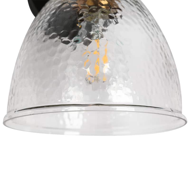 Zenith Modern Farmhouse 3-Light Black Gold Linear Hammered Glass Transitional Bathroom Vanity Lights - L 23.6" x W 8.2" x H 9"