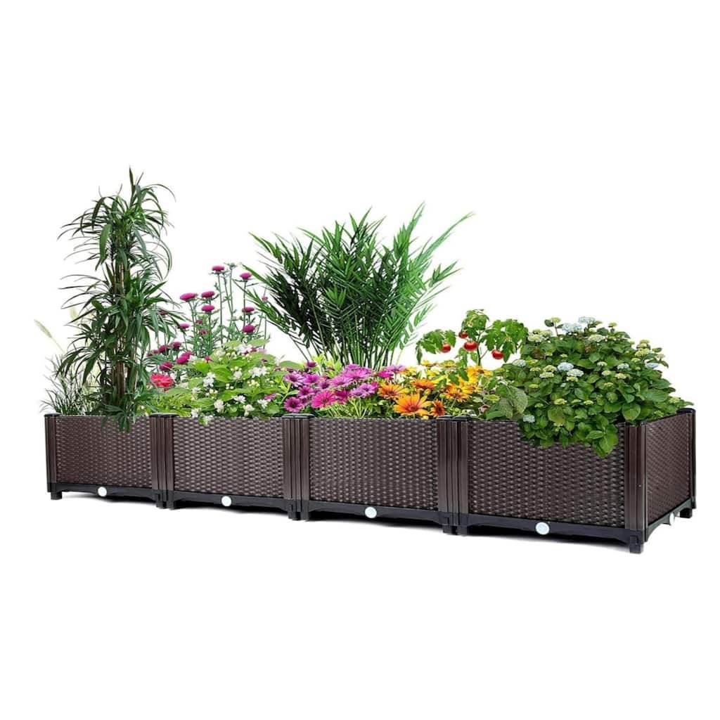 63x16Inch Self-Watering Raised Garden Bed Planter Box with Drainage - Elevated for Patio Deck and Balcony
