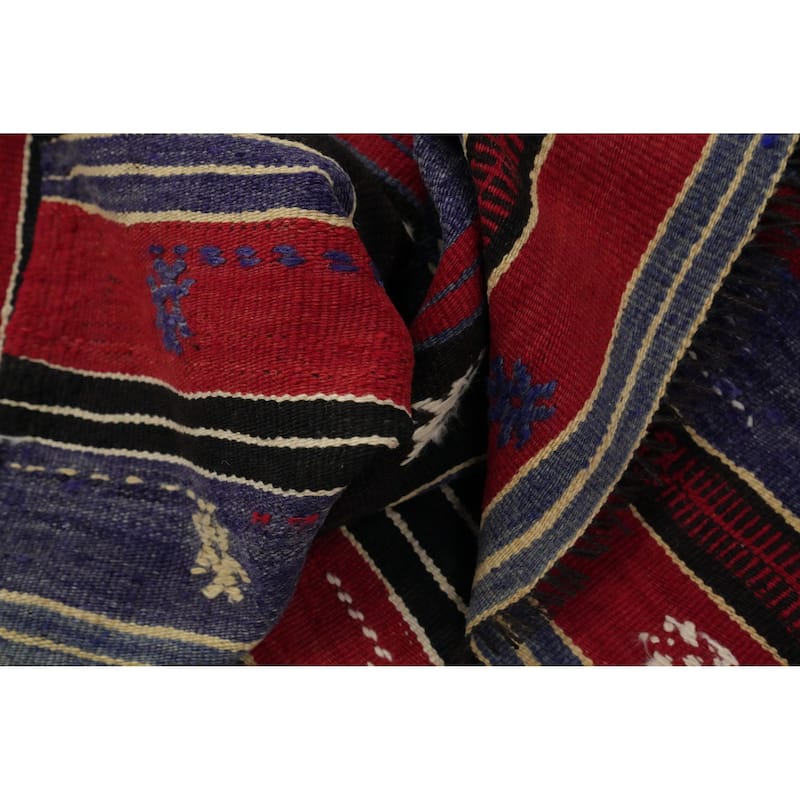 Hand Woven Oriental 100% Wool Carpet Southwestern Tribal Multi-Colored Kilim Area Rug - 7' 3'' X 5' 0''