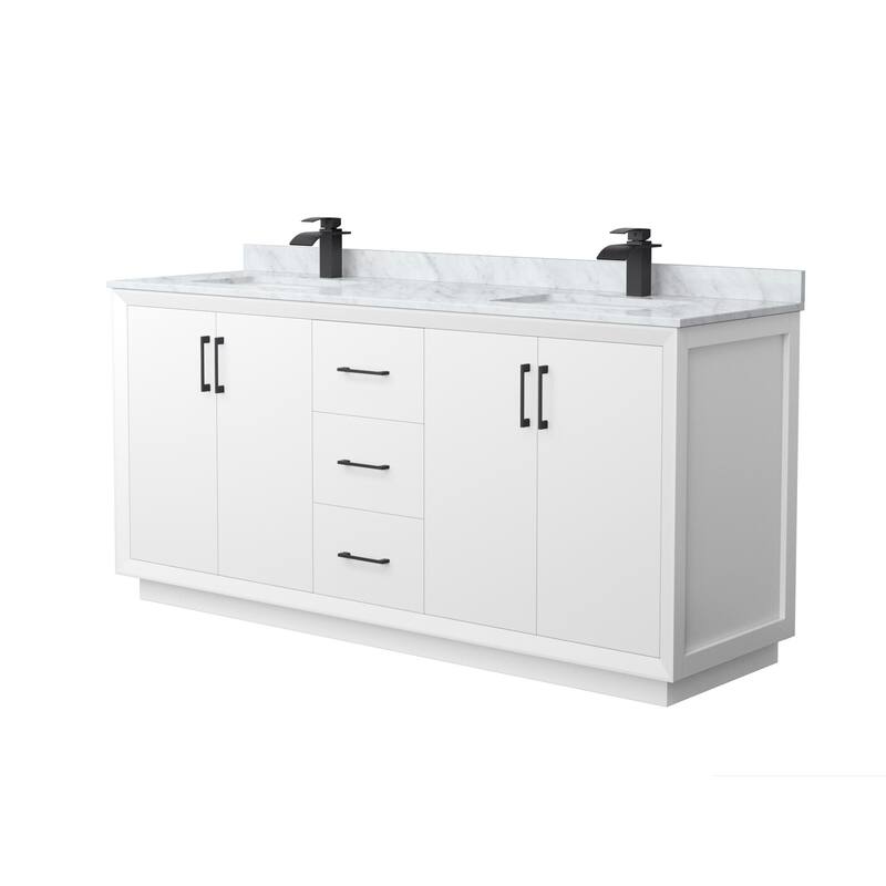 Wyndham Collection WCF414172D-NAT-UNSMXX Strada 72" Free Standing - White / Matte Black Hardware