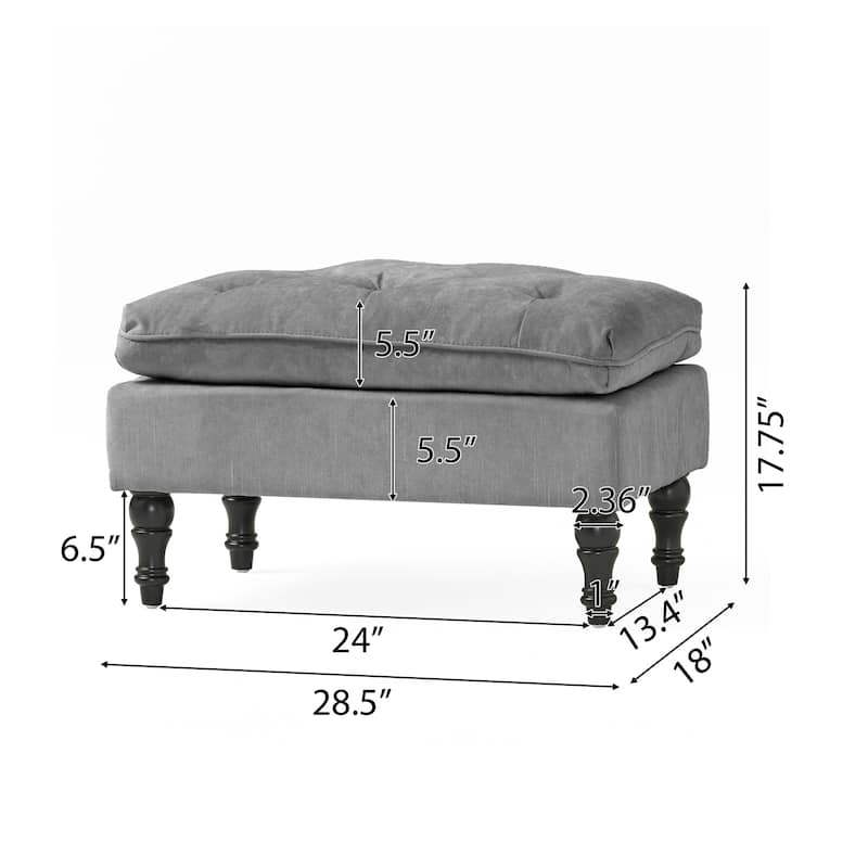 Jeremy Modern Tufted Fabric Pillow Top Ottoman by Christopher Knight Home