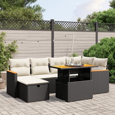 vidaXL Patio Sofa Set with Cushions Outdoor Conversation Furniture Poly Rattan