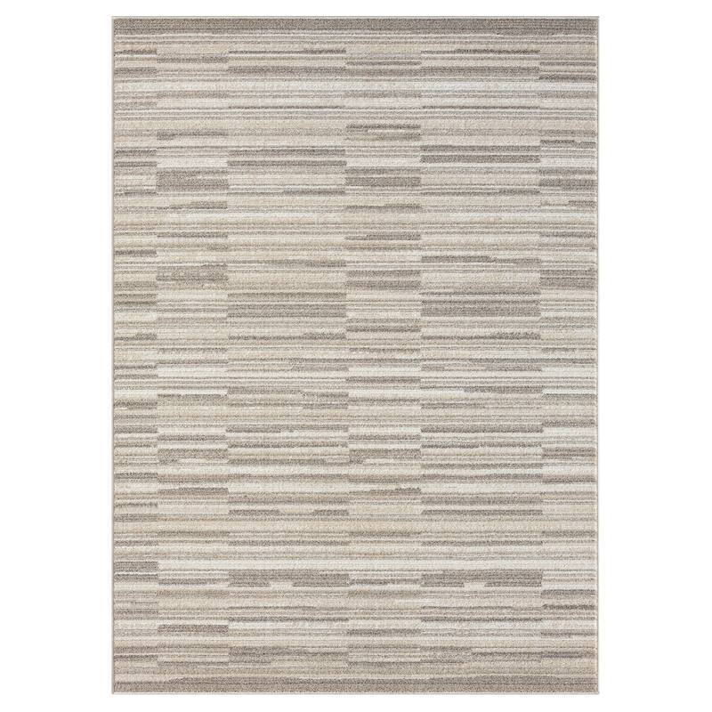 Terra by Obeetee Chelsea Stripes Neutral Rug - Lavender/Ivory - 5'3" x 7'3"