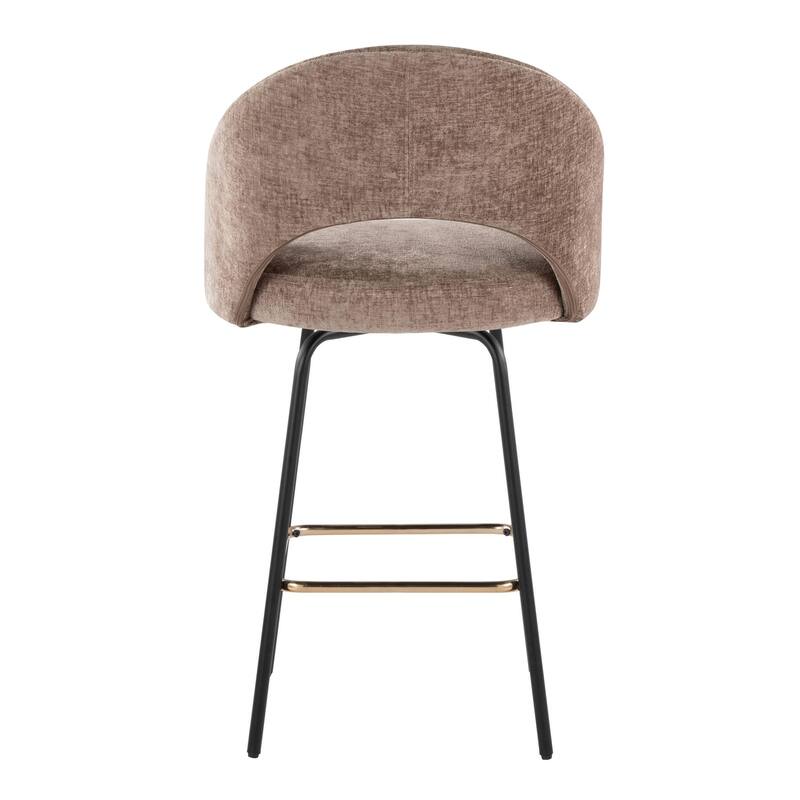 Porch & Den Vika Upholstered 26" Counter Stool with Metal Legs & Square Footrest (Set of 2)