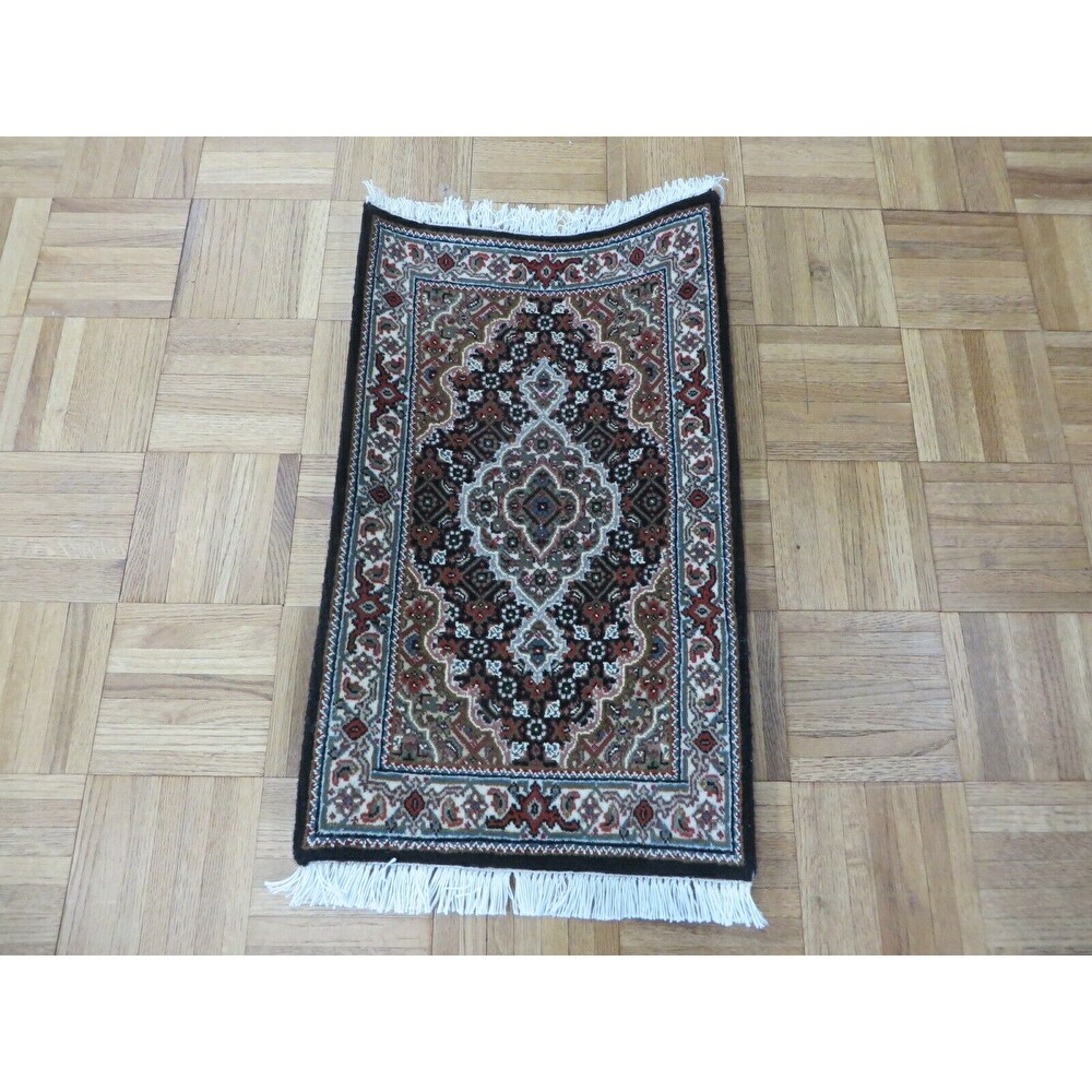 Indian Mahi Blue Rectangle 2x3 ft Wool and Silk Carpet 145413