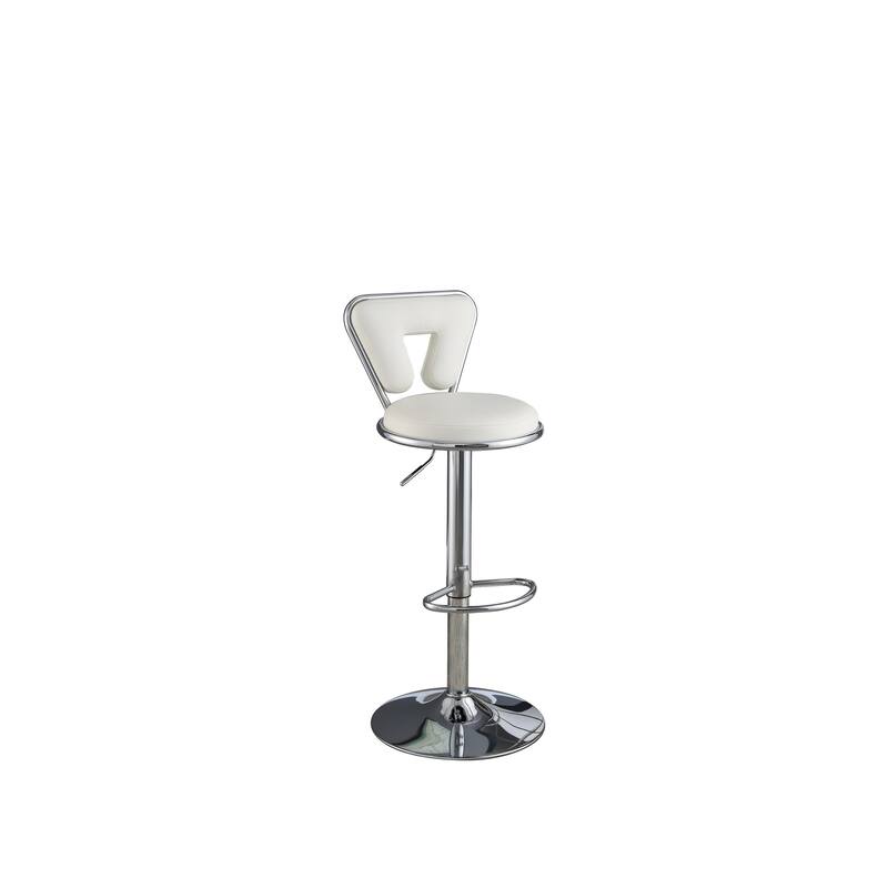 White Modern Adjustable Bar Stool Gas Lift Chair Counter Height Bar