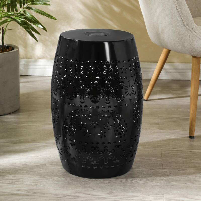 Solar-Powered Side Table with Light - Modern Iron Design, Garden & Patio Accent