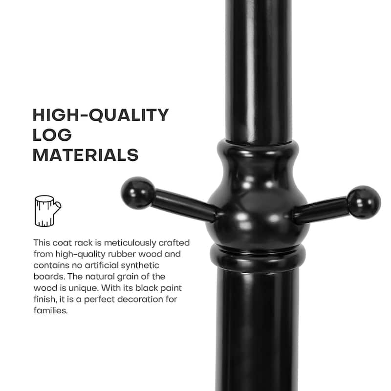Tree-branch Rubberwood Freestanding Coat Rack with Hooks