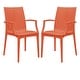 preview thumbnail 1 of 7, Mace Modern Outdoor Arm Chair (Set of 2) - Woven Stackable All-Weather Chairs for Patio, Garden & Café - Indoor/Outdoor Orange