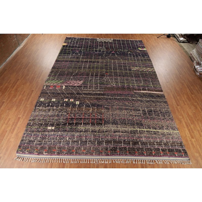 Moroccan Oriental Large Area Rug Hand-Knotted Wool Carpet - 12'2" x 18'5"