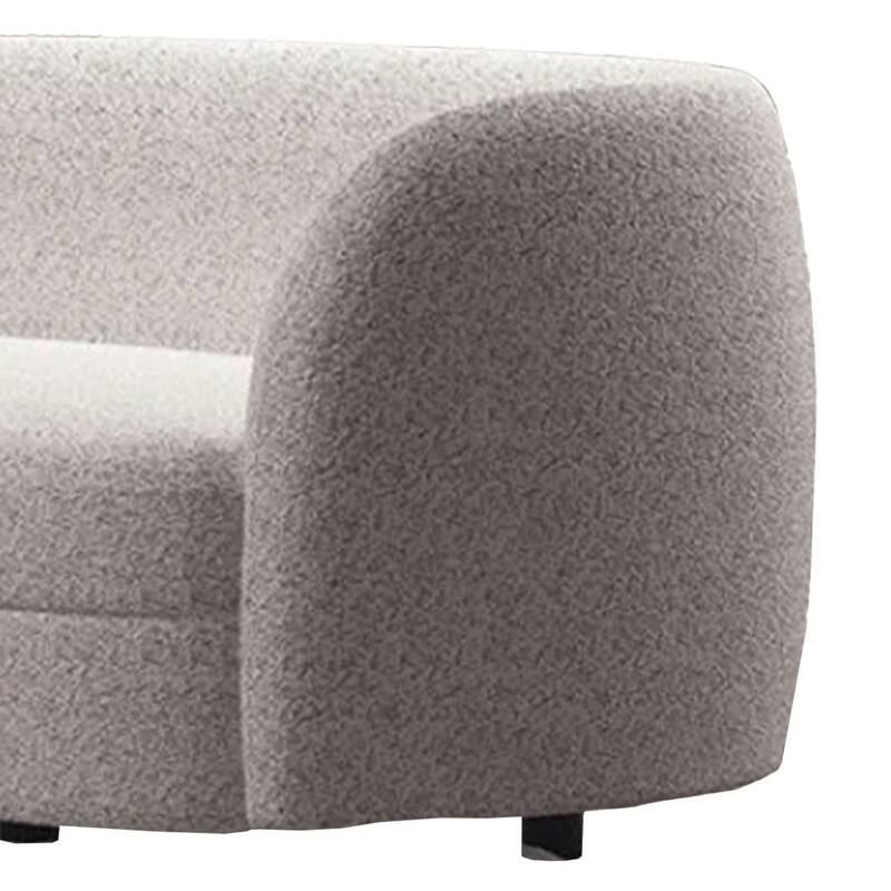 Srey 2pc Sofa and Loveseat Set, White Boucle, Curved Kidney Shape