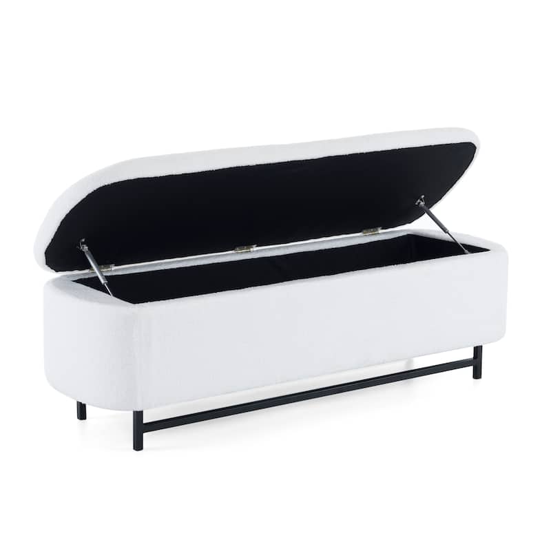 Modern 57" Flip-Top Storage Ottoman Bench with Metal Legs