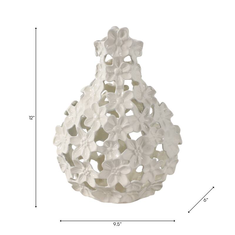 Aluminum Decorative Vase Floral Openwork Design Glam Style Modern