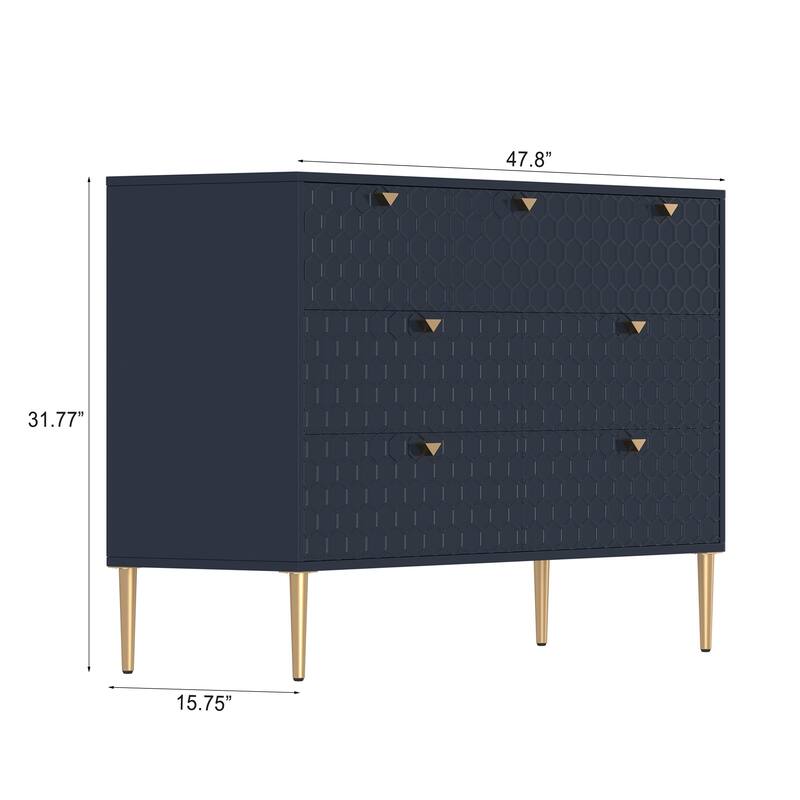 Honeycomb 7-Drawer Storage Cabinet, Accent Cabinet with Tapered Metal Legs, Buffet Sideboard with Versatile Storage