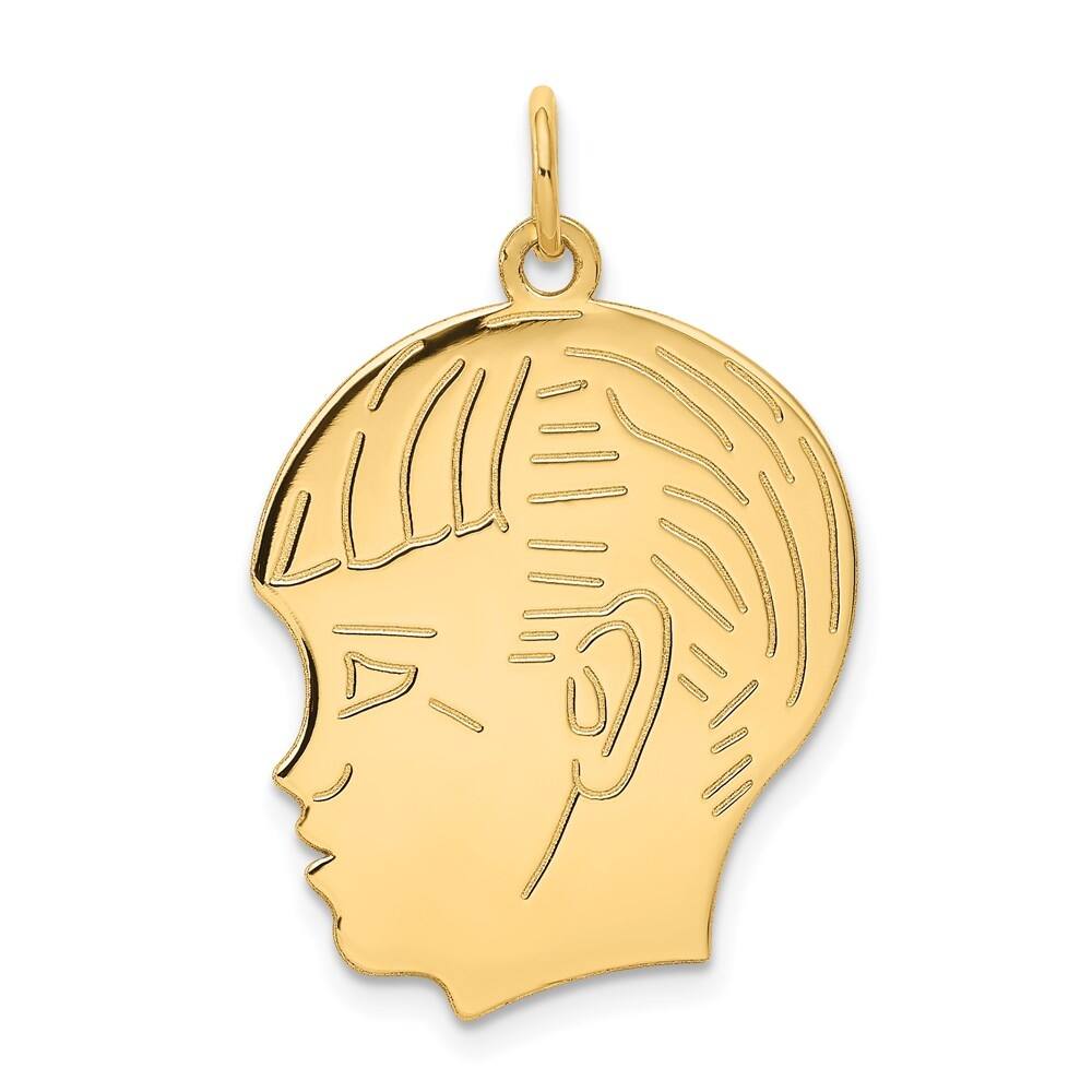14k Yellow Gold Boy Head Pendant