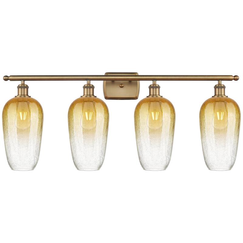 Innovations Lighting Endless Possibilities Ballston - Brookhaven Flute - 4 Light 37" Bath Vanity Light - Brushed Brass/Amber