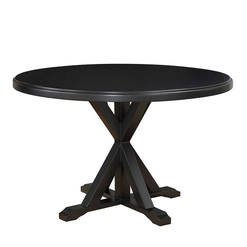Round Top X Base Pedestal Dining Table - 48" - Black