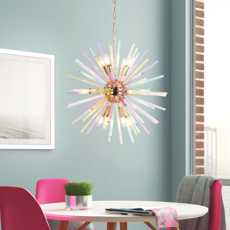 12-Light Modern Creative Sputnik Starburst Pendant Rainbow Sphere Firework Chandelier - 22 in. W